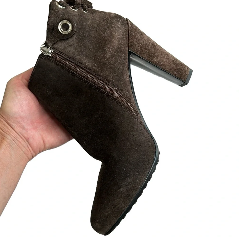 Prada The Original Car Shoe Gray Suede‎ Booties Tassels 39/8-8.5